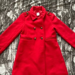 Gap girls red pea coat size large